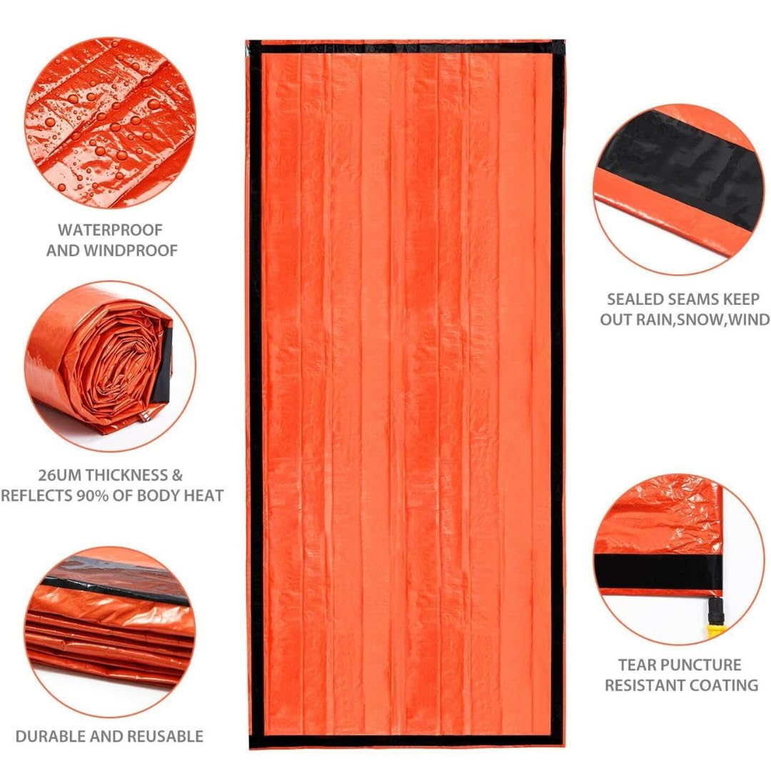 Generic SOS Emergency Sleeping Bag, Ultra-Light, Reflects 90% Body Heat, Waterproof (1)