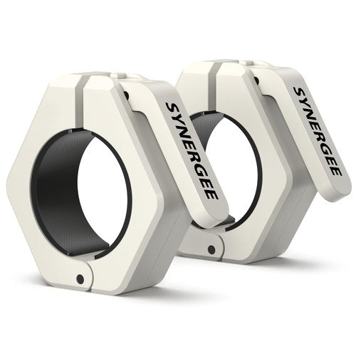 Synergee Gray Magnetic Barbell Collars – Locking 2" Olympic Size Weight Clamps - Quick Release Collar Clips – Bar Clamps Great for Crossfit Olympic Lifts and Strength Training