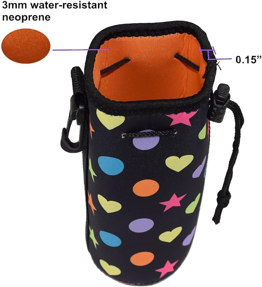 AF-WAN Protable Neoprene Insulated Water Drink Bottle Cooler Carrier Cover Sleeve Tote Bag Pouch Holder Strap for Women Men Biker Travel Cycling Climbing Sports(Black+Black)