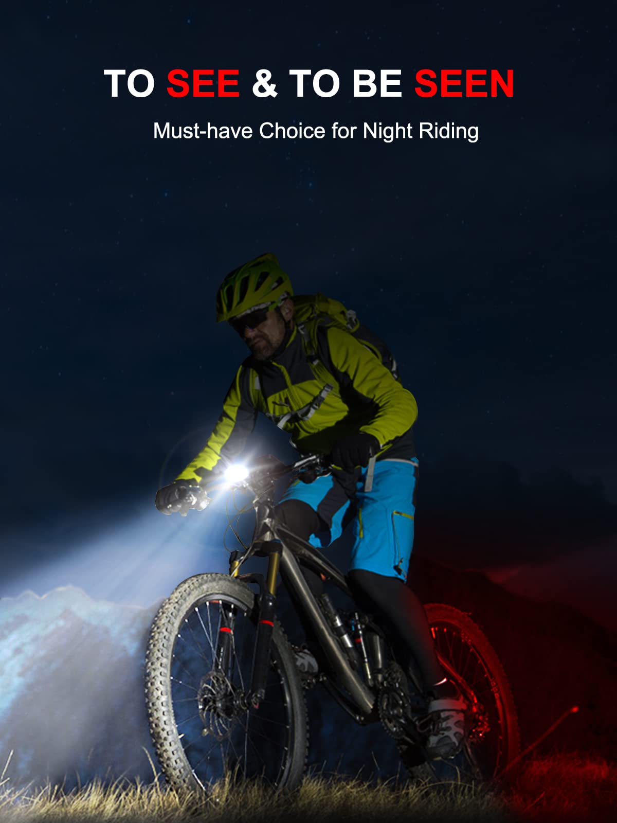 FOCBYE Bike Lights, Super Bright Bike Light Set, IPX6 Waterproof Bike Lights Front and Back, 8+12 Lighting Modes, USB Rechargeable LED Bicycle Light, Mountain Bike Cycling Front Light Rear Light