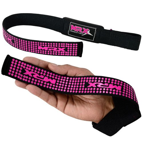 MRX Weight Lifting Bar Strap for Gym Workout Training Bodybuilding Deadlift Padded Straps Men/Women Black Pink