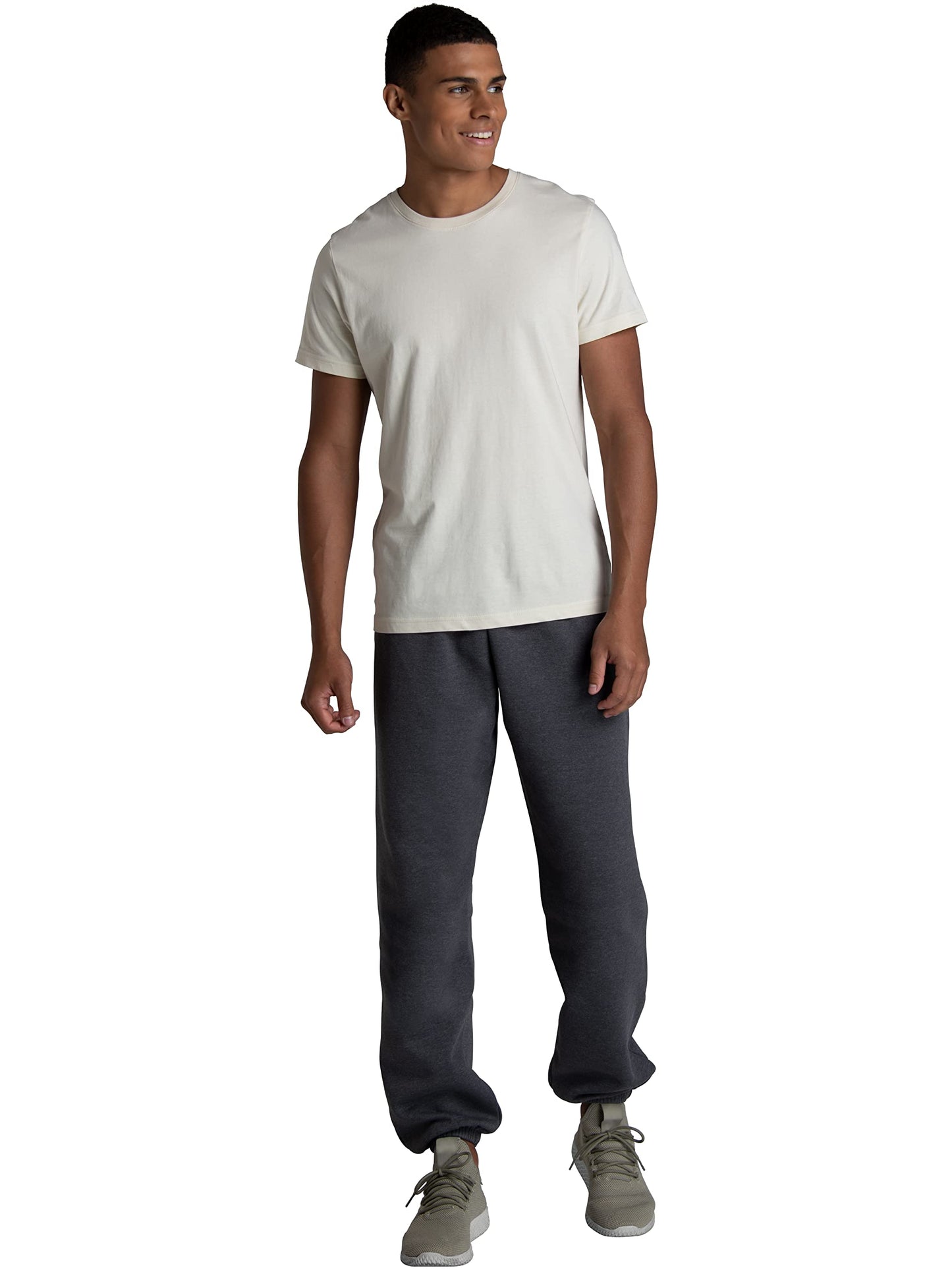 Fruit of the Loom Men's Crafted Comfort Fleece Sweatshirts, Hoodies, & Sweatpants, Super Soft Cotton Blend, Sweatpants - Charcoal Heather, Large