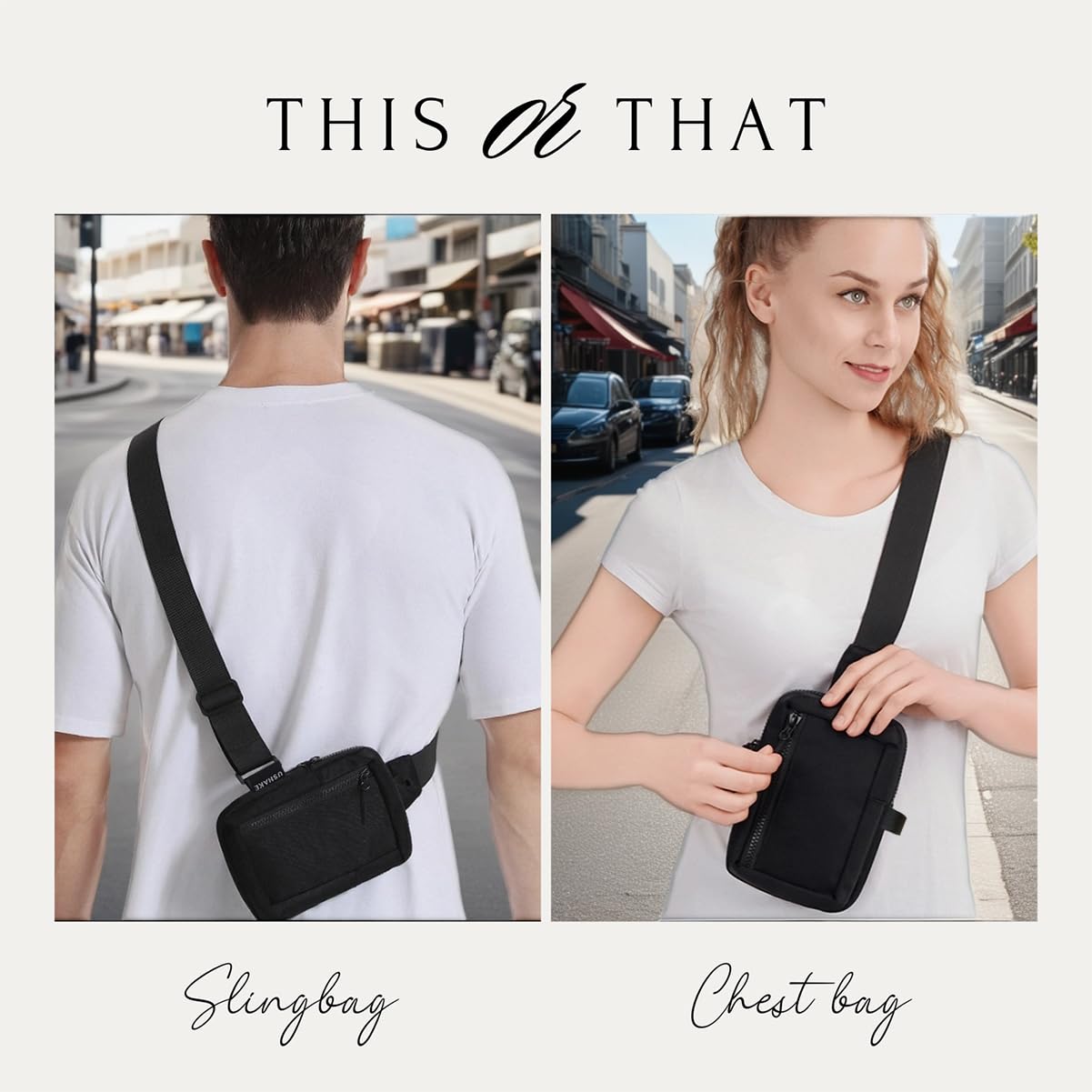USHAK Small Sling Bag Crossbody Backpack for Men and Women Navy Blue