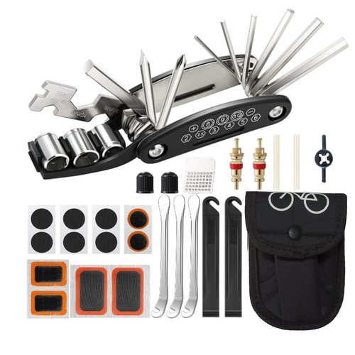 Zuobeiyi Bike Repair Tool Kit Portable, 16 in 1 Bicycle Multitool with Tire Levers Hex Spoke Wrench for Road Mountain Bikes Cycling Maintenance, 27 Pieces