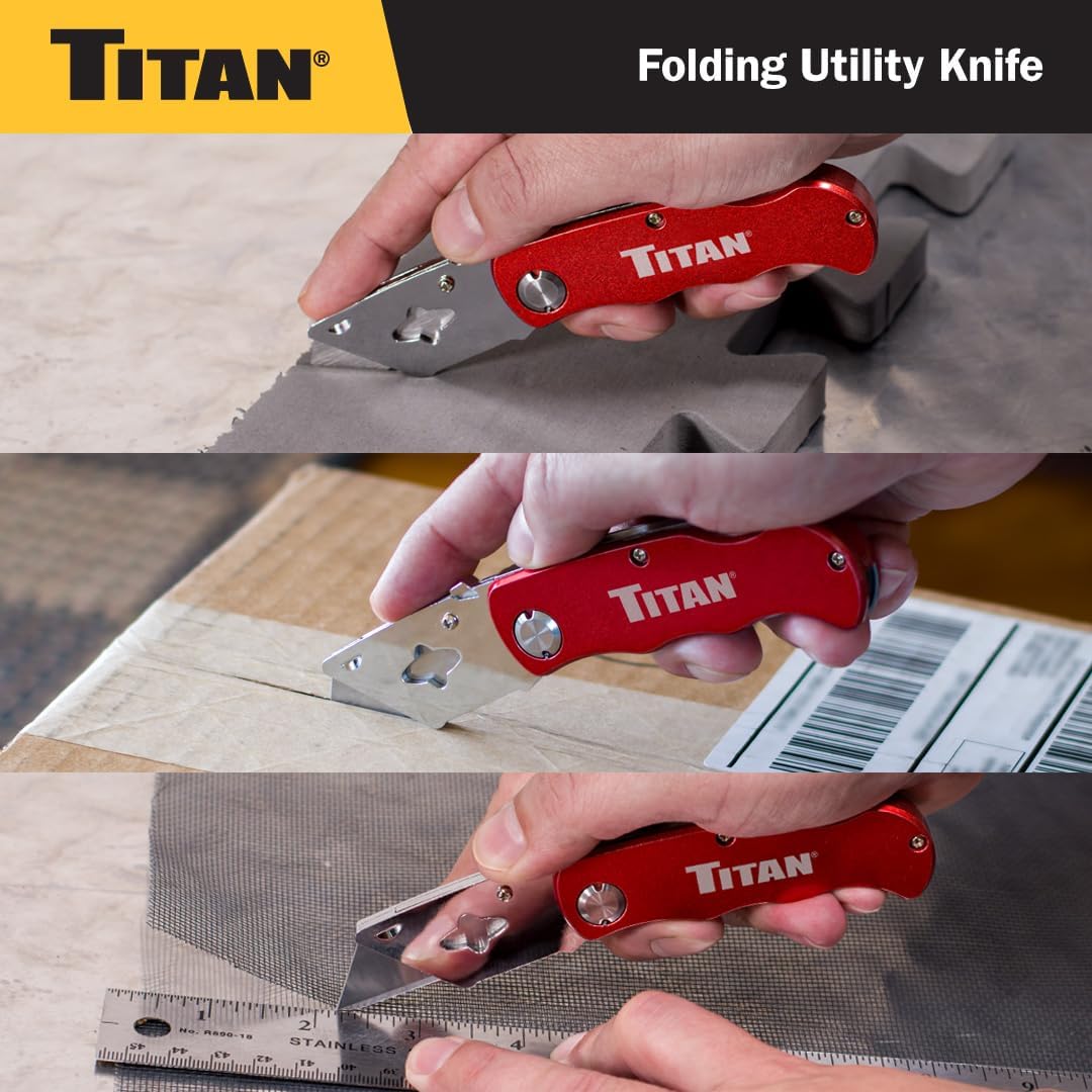 Titan 11020 Folding Pocket Utility Knife (Twin Pack - Red/Blue)