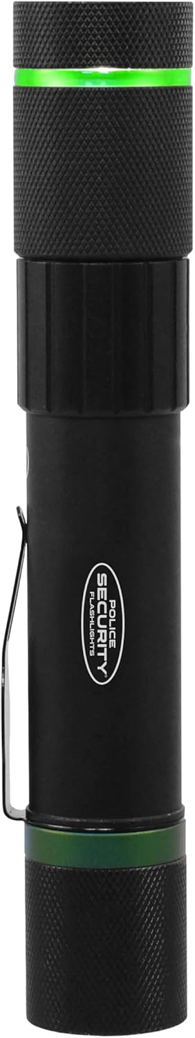 Police Security Dover 1000 Lumen Rechargeable Flashlight – USB-C Charging Cable Included, Slide Focus, 6-Hour Runtime, Impact Resistant – w/Belt Clip.