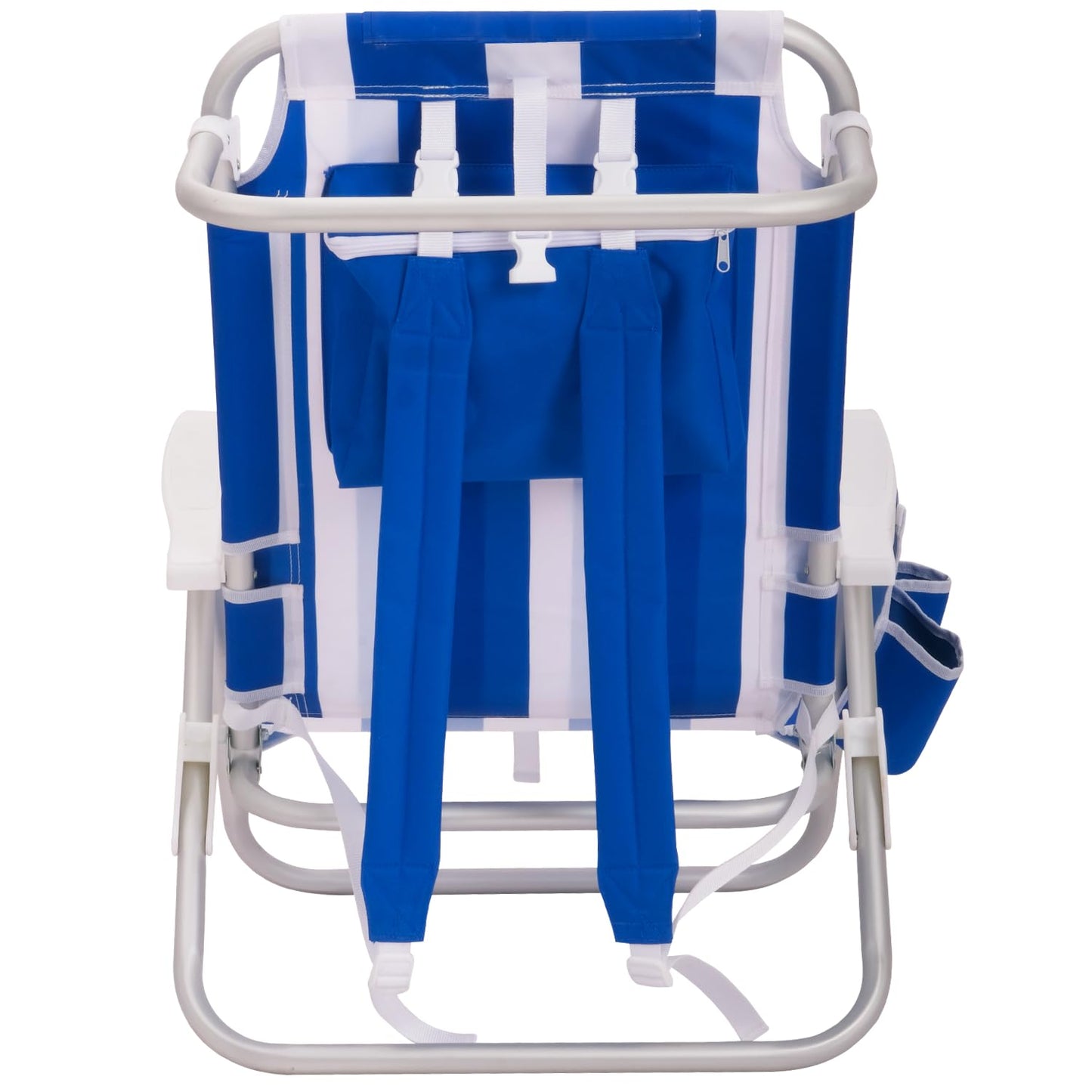 Luxury Sturdy Extra Comfort Backpack Beach Chair/Bundle of 2 Units (Blue White Stripes)