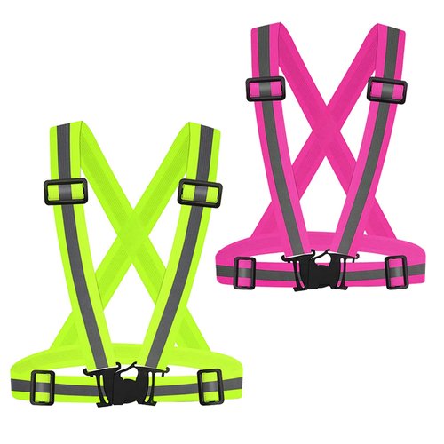 UMIKOOL DIRECT Reflective Vest Running Gear, High Visibility Adjustable Safety VES for Night Cycling, Hiking, Jogging, Dog Walking (Green Rose)