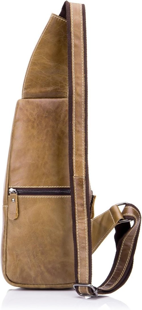 Men's shoulder bag, leather chest shoulder backpack, crossbody wallet, waterproof, anti-theft, travel, cycling, leisure (yellow)