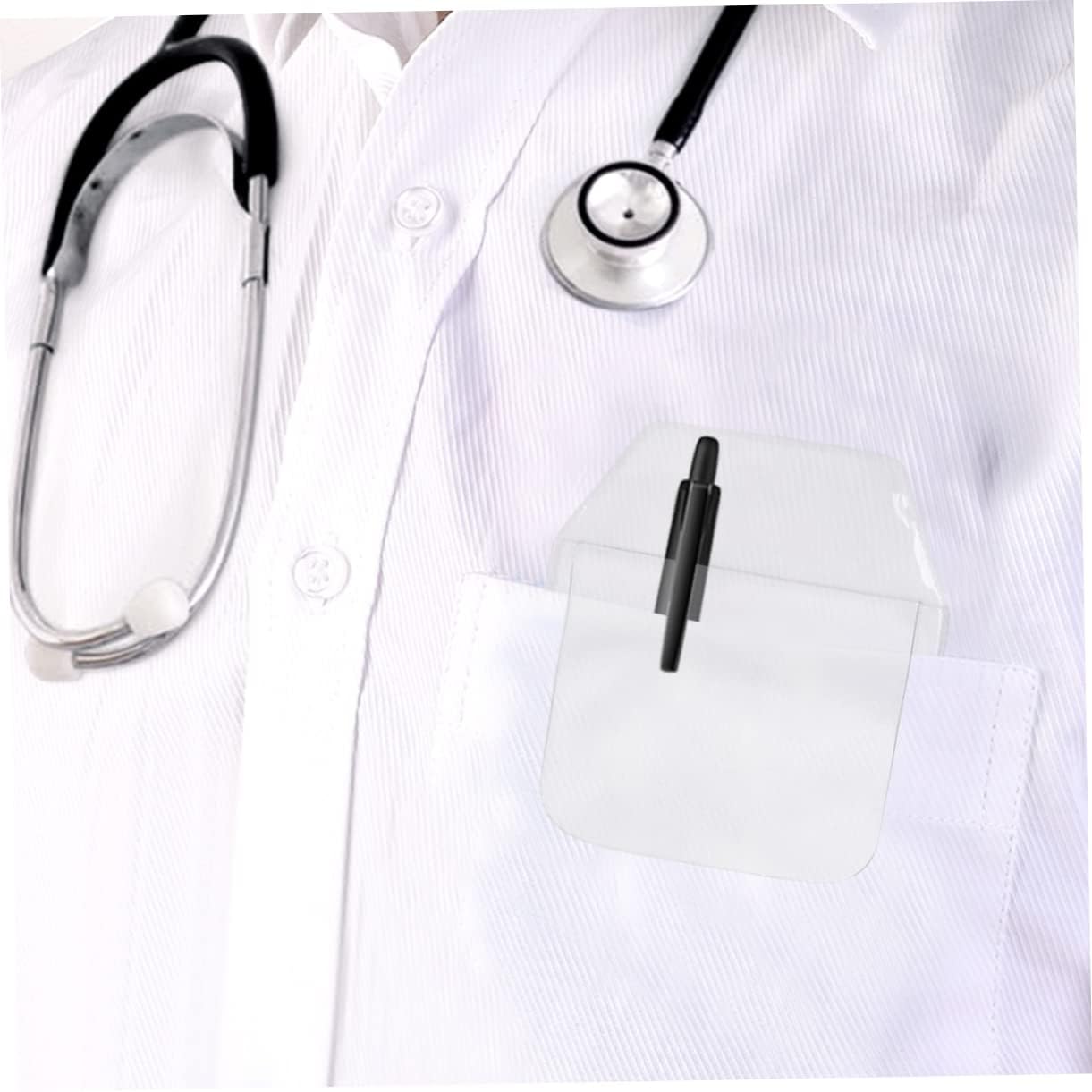 Pack of 20 Transparent PVC Pocket Protectors for Pen Leaks - Clear Pen Leak Protector for Doctors, Nurses, Lab Coats, and Office Supplies - Shirt Pocket Organizer