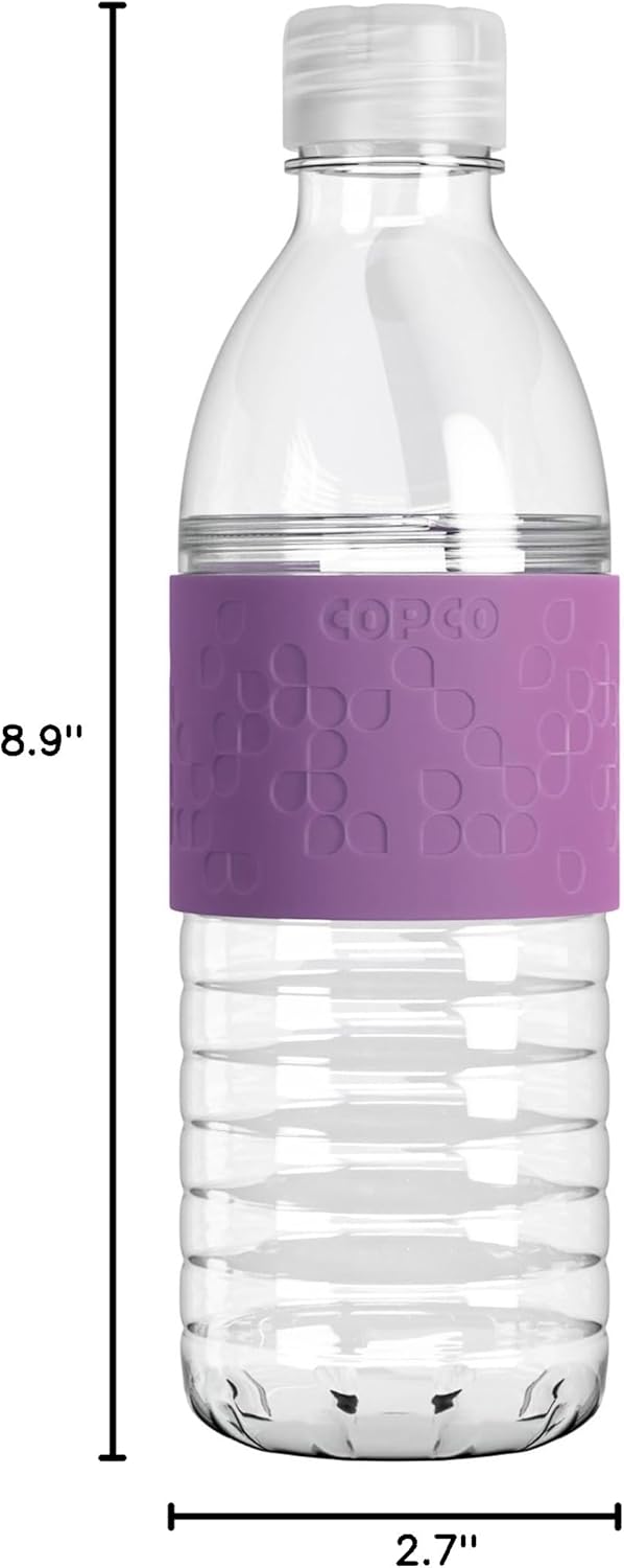 Copco Hydra 16.9 oz Water Bottle with Leak-Proof Lid - Tritan Reusable with Textured Grip Sleeve - BPA-Free, Shatter-Resistant, Dishwasher Safe for Travel, Gym, Work, Outdoors (Pink)