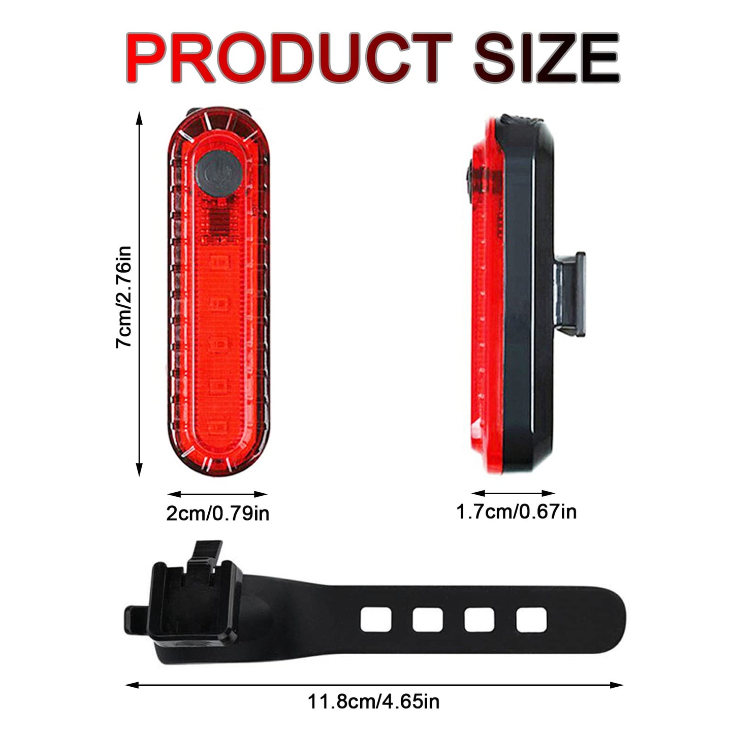 YUERWOVER 2 Pack USB Rechargeable LED Bike Tail Light Bicycle Rear Cycling Night Essential Reflector Seat Back Safety Lamp 4 Modes Waterproof Bright Warning Flash MTB Light for Men Women Kids