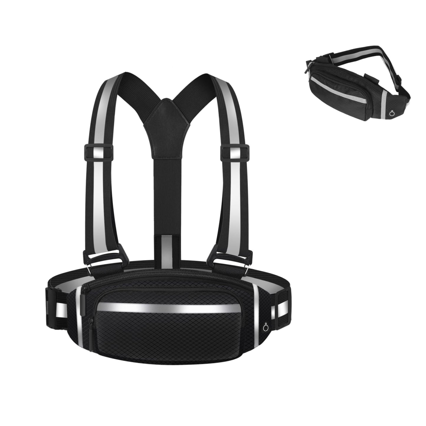 360° Reflective Running Belt & Vest | High Visibility Safety Gear with Adjustable Straps for Night Jogging, Walking, Cycling | Lightweight & Water Resistant Waist Pack