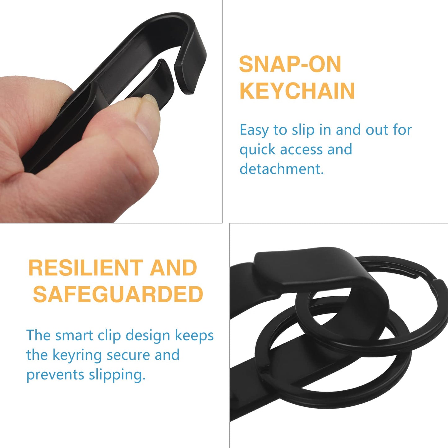 Qtcial 4 Pack Key Holder for Duty Belt, Stainless Steel Key Clips for Belt with 8 Tactical Keyrings, Ideal Key Keeper for Police, Law Enforcement, Firefighters and More