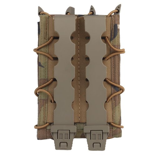 Tactical Double Extended 9mm Mag Pouch,Open Top Quick Pull Long Flashlight Holder Magazine Bag for Vest MOLLE/PALS