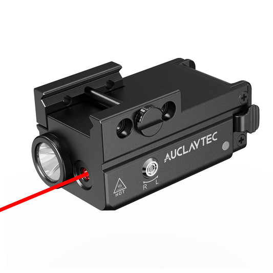 AUCLAYTEC 450 Lumen Pistol Flashlight Red Beam Laser Light Combo Gun Light, Compact Pistol Laser Flashlight Combo USB-C Rechargeable Tactical Flashlight for GL or Picatinny Rail