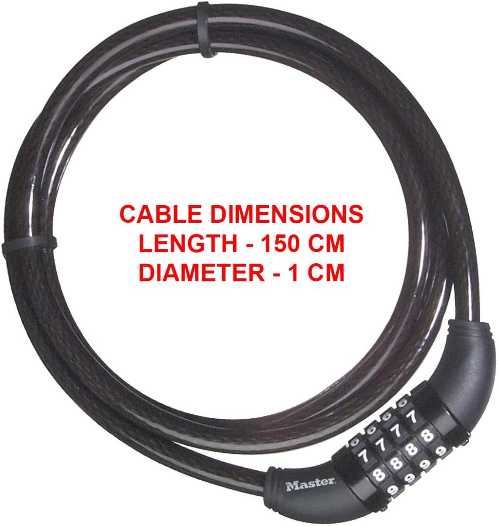 Master Lock 8119DPF 5' Long x 3/8" Diameter Set Your Own Combination Cable Bike Lock