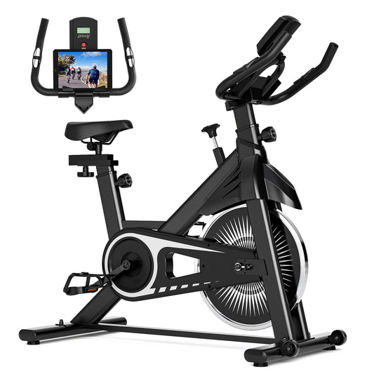 Exercise Bike,Adjustable Resistance Indoor Cycling Bike for Home Exercise - Stationary Bike with Smartphone Holder, LCD Display & Heart Rate Monitor