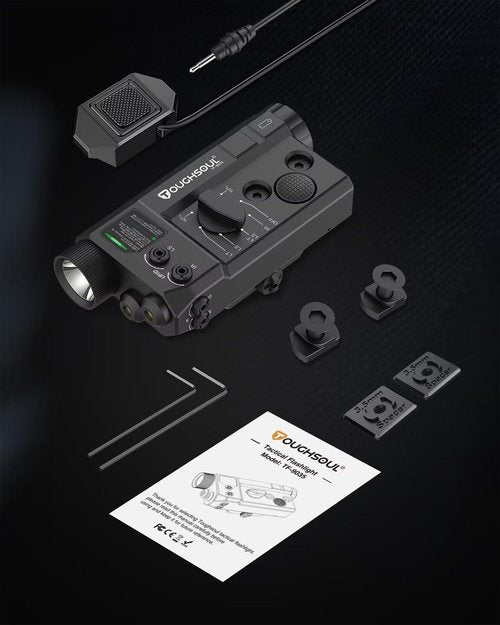 Mlok and Picatinny Mounted Tactical Flashlight Green Laser Infrared(IR) Laser 3 in 1 Combo, 1200 Lumen Light with Remote Pressure Switch for Rifle
