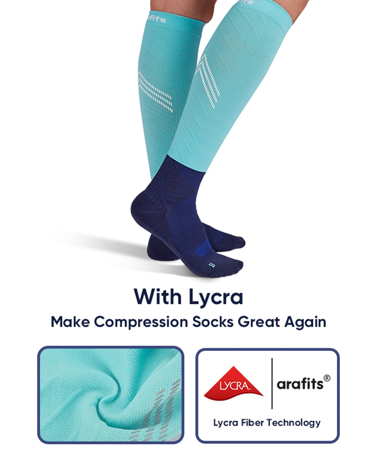 arafits Compression Socks for Men & Women | Premium Lycra Spandex | 15-20mmHg Support for Circulation | Reflective Strips