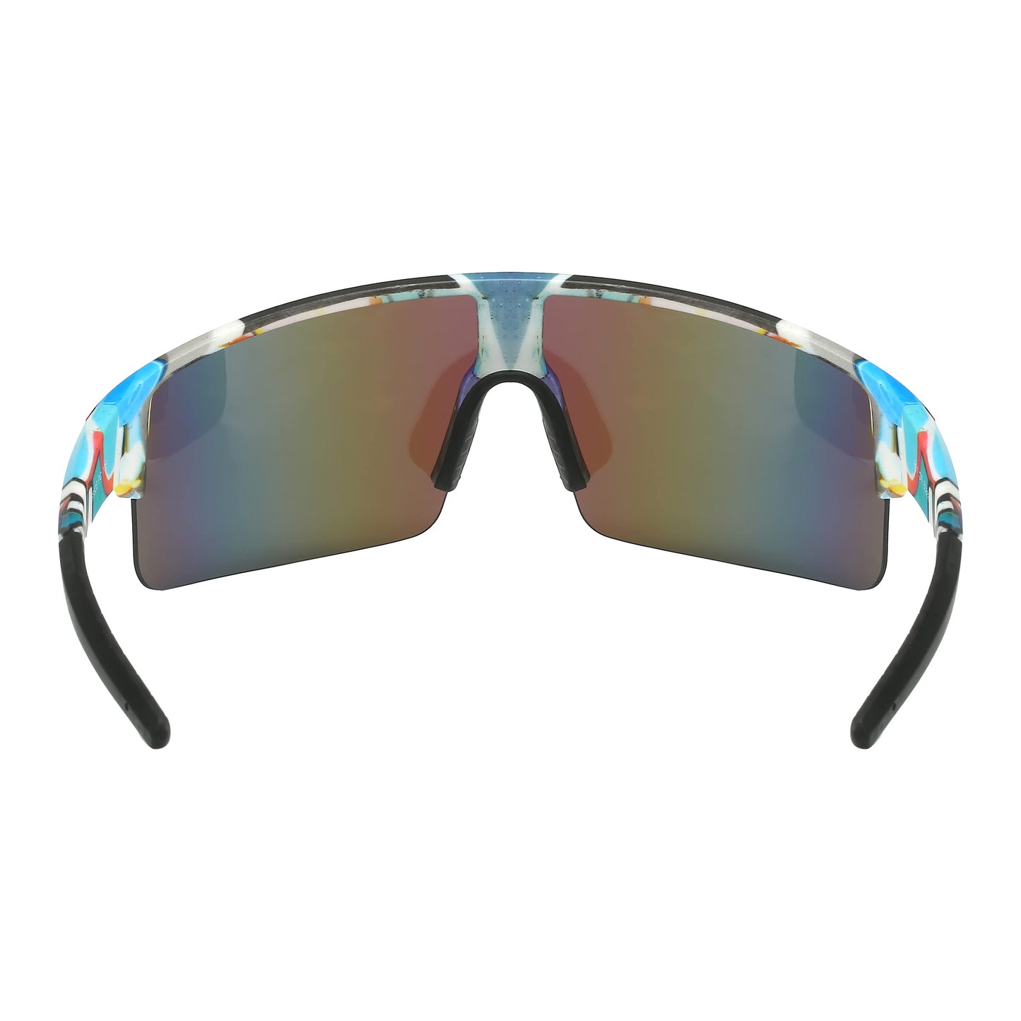 Piranha Eyewear Graffiti Shield Sports Sunglasses with Large Multicolor Mirror Lens