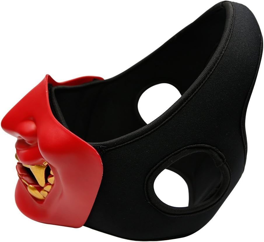 ATAIRSOFT Halloween Costume Cosplay BB Gun Evil Demon Monster Kabuki Samurai Hannya Oni Half Cover Airsoft and Prop Mask