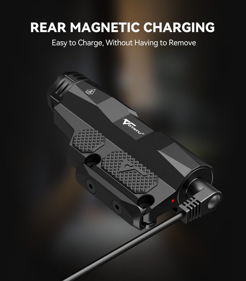 VOTATU ML50 Picatinny/Mlok Flashlight for Rifle, Max 2400 Lumens Weapon Light with Pressure Pad Switch, Rechargeable Flashlight and Tactical Strobe High/Low Mode