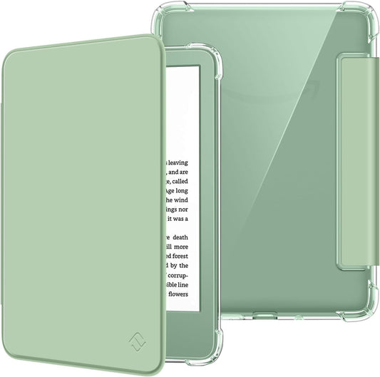 Fintie Slim Case for 6" Kindle (11th Generation-2024/2022 Release), Ultra Clear Soft Flexible Transparent TPU Back Cover Light Shell Auto Wake/Sleep for Kindle 2024/2022 11th Gen, Agave Green