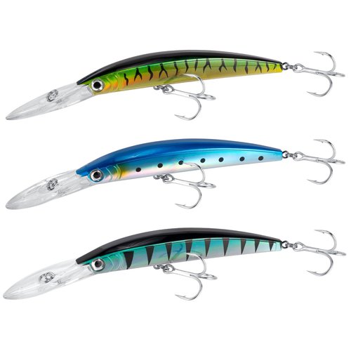 Dr.Fish 3 Pack Minnow Jerkbait 7" 13ft Deep Diving Saltwater Hard Lures, Fishing Trolling Lures Freshwater Fishing Plugs Mackerel Bluefish Bass Trout Walleye Sardine/Firetiger/Green Black