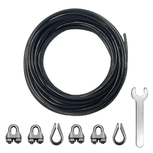 Fitness Pulley Cable Gym Cable Replacement for Pulley Cable Machine,Pulley Cable for DIY Home Gym,Wire Rope Length for Weight Lift Pulley System,Steel Cable Thick 5mm TPU (Long Cable with Parts, 33FT)