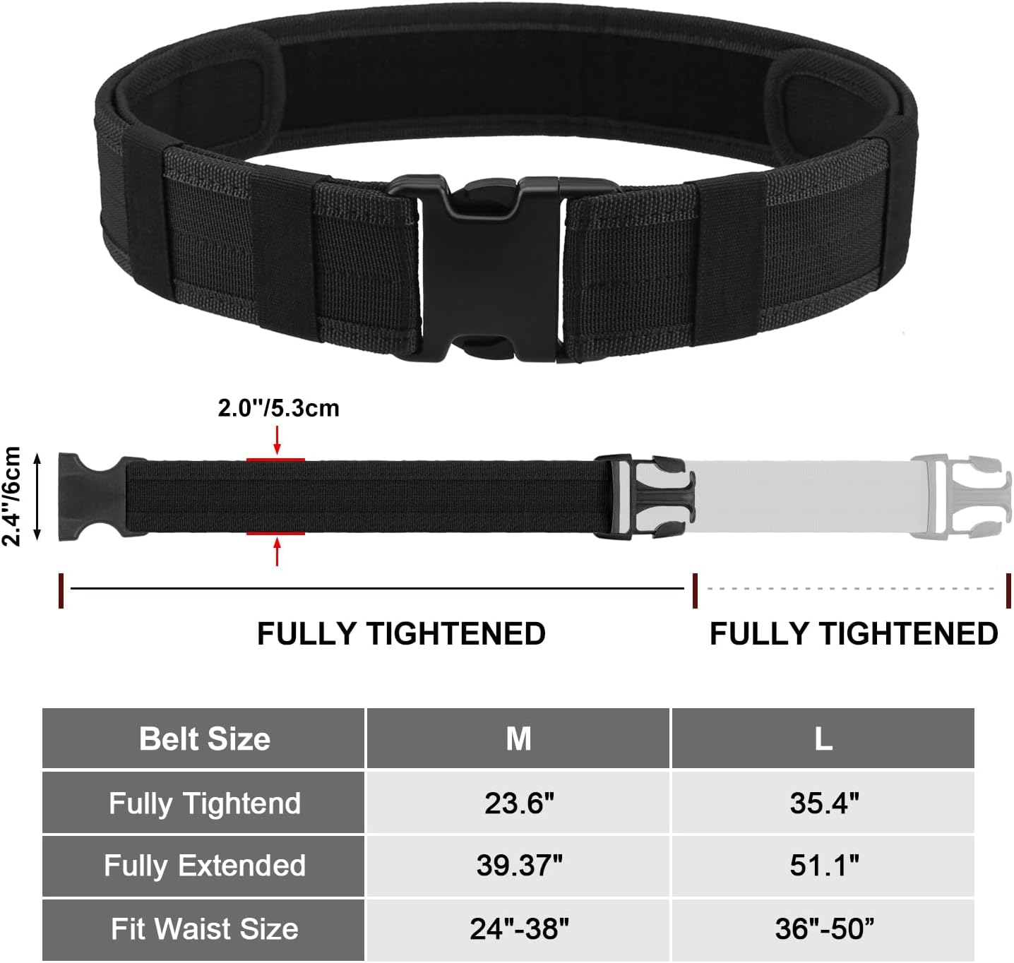 Tactical Nylon Belt for Police & Security - AGPTEK Combat Gear (Black)