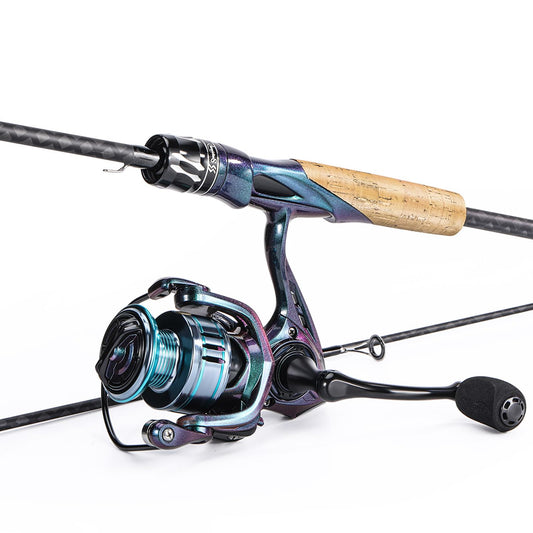 Souagyilang Chameleon Paint Spinning Fishing Rod Reel Combo,2-Section 5.9Ft Light Weight Spinner Rod with Powerful Fishing Gear for Freshwater Saltwater Present for Anglers