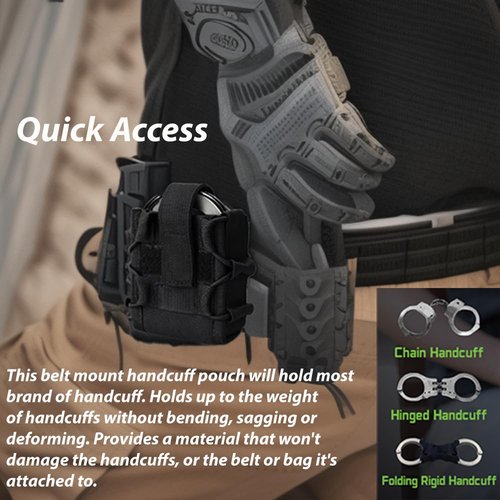 Open-Top Molle Handcuff Holster Law Enforcement Handcuff Pouch for Duty Belt Handcuff Case Fit Asp Handcuff/Hinged Handcuff/Chain Handcuff/Folding Rigid Handcuff/High-Speed Gear Handcuff (1)