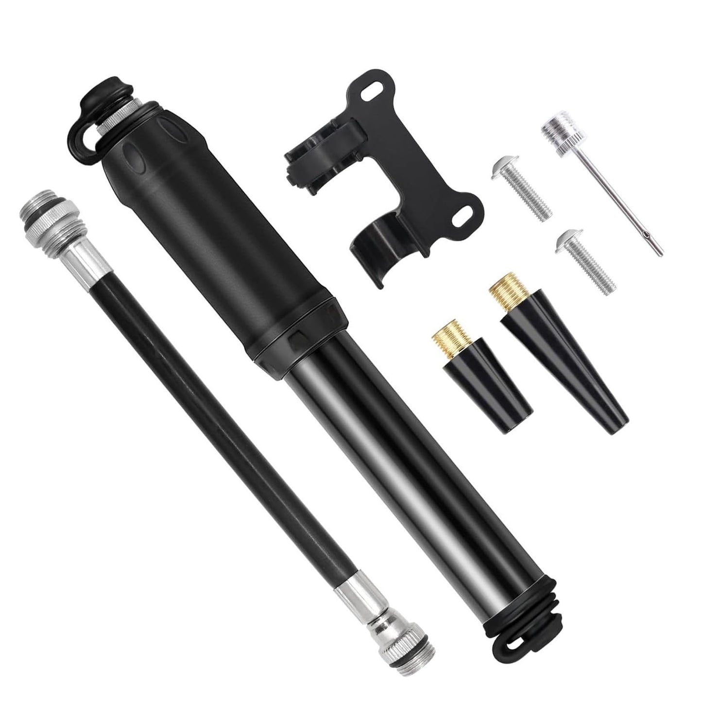 AaiLucky Mini Bike Pump Portable 100PSI High Pressure Bicycle Tire Pump, Bike Air Pump Fits Presta and Schrader Valve, Frame Mount for Road Mountain Bikes & Ball Pump with Needle
