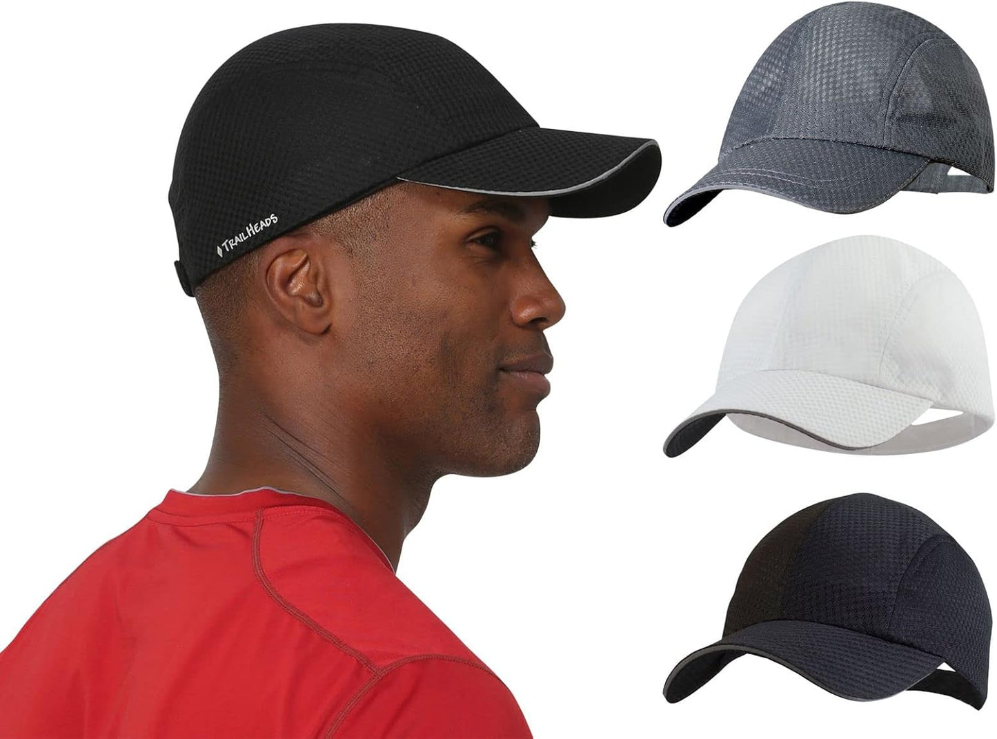 TrailHeads Performance Mens Running Hat - Lightweight, Quick Dry Workout Hats for Men - Athletic Sports Cap for Tennis, Gym