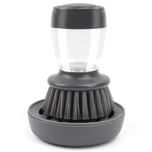 Palm Dish Brush with Soap Draining Tray Dispenser Kitchen Scrub Brush for Kitchen Dishes Pots Pans Sink Cleaning