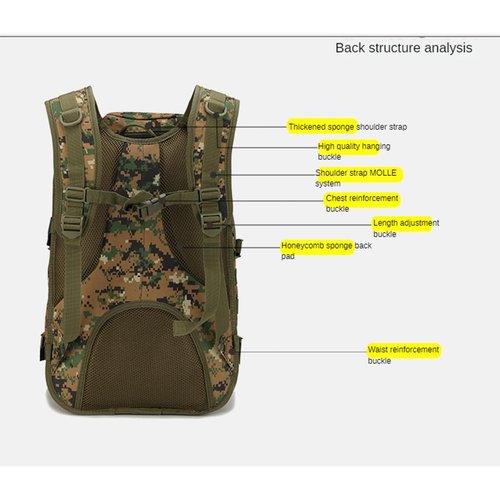 ZEILING Outdoor Shoulder Tactical Bag Waterproof Mountaineering Bag Hiking Camo Backpack,CP