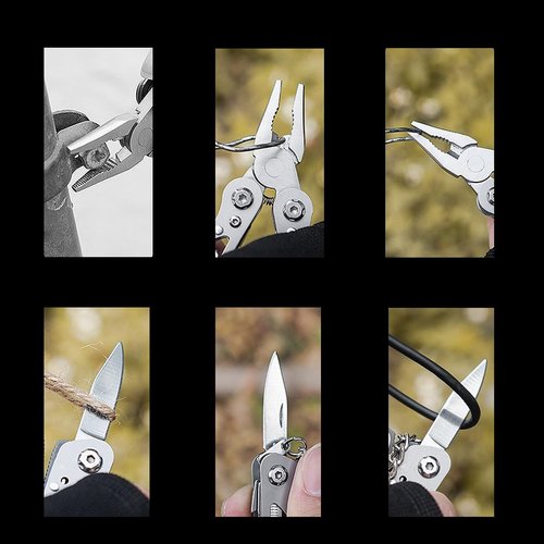 Small Multitool Pliers,Outdoor Pocket Multitools Mini Pliers,Best Gifts for Mens, Boys, Birthdays, Christmas, Friends, 15 In 1 Stainless Steel Accessible Tools(Grey)