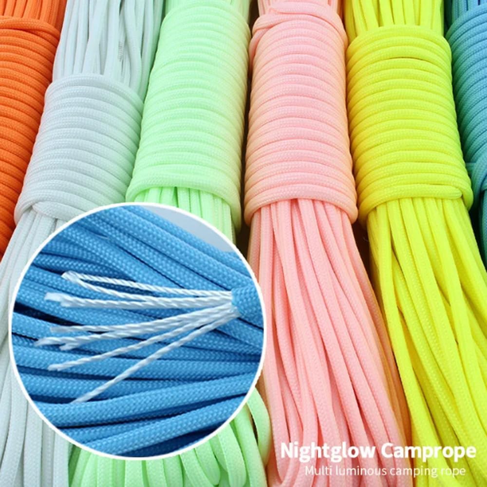 9 Strand 550 Luminous Glow in The Dark Paracord Parachute Cord 100FT (White)