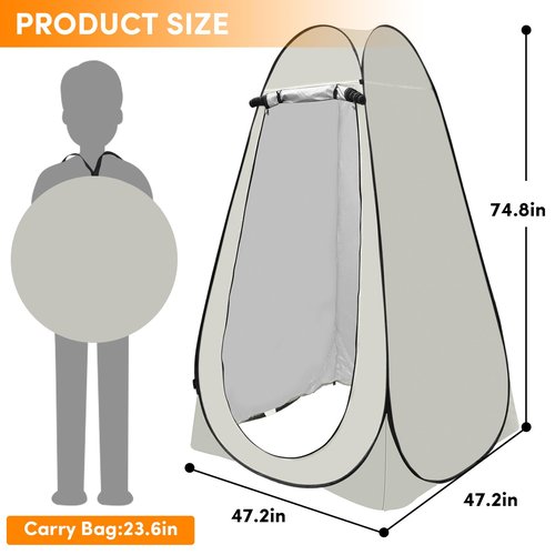 Pop Up Shower Tent, Pop Up Changing Tent Camping Privacy Shelter for Outdoor Bathing, Beach, Hiking -Waterproof White