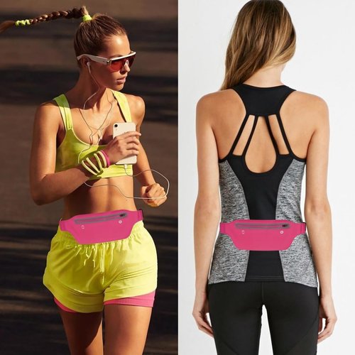 YITORMAN Slim Running Belt,Running Waist Packs,iPhone Running Belt,Money Belt for Running Workout Jogging,Walking,Travel Money Belt Running Gift Gear Accessories(Black) (Rose)