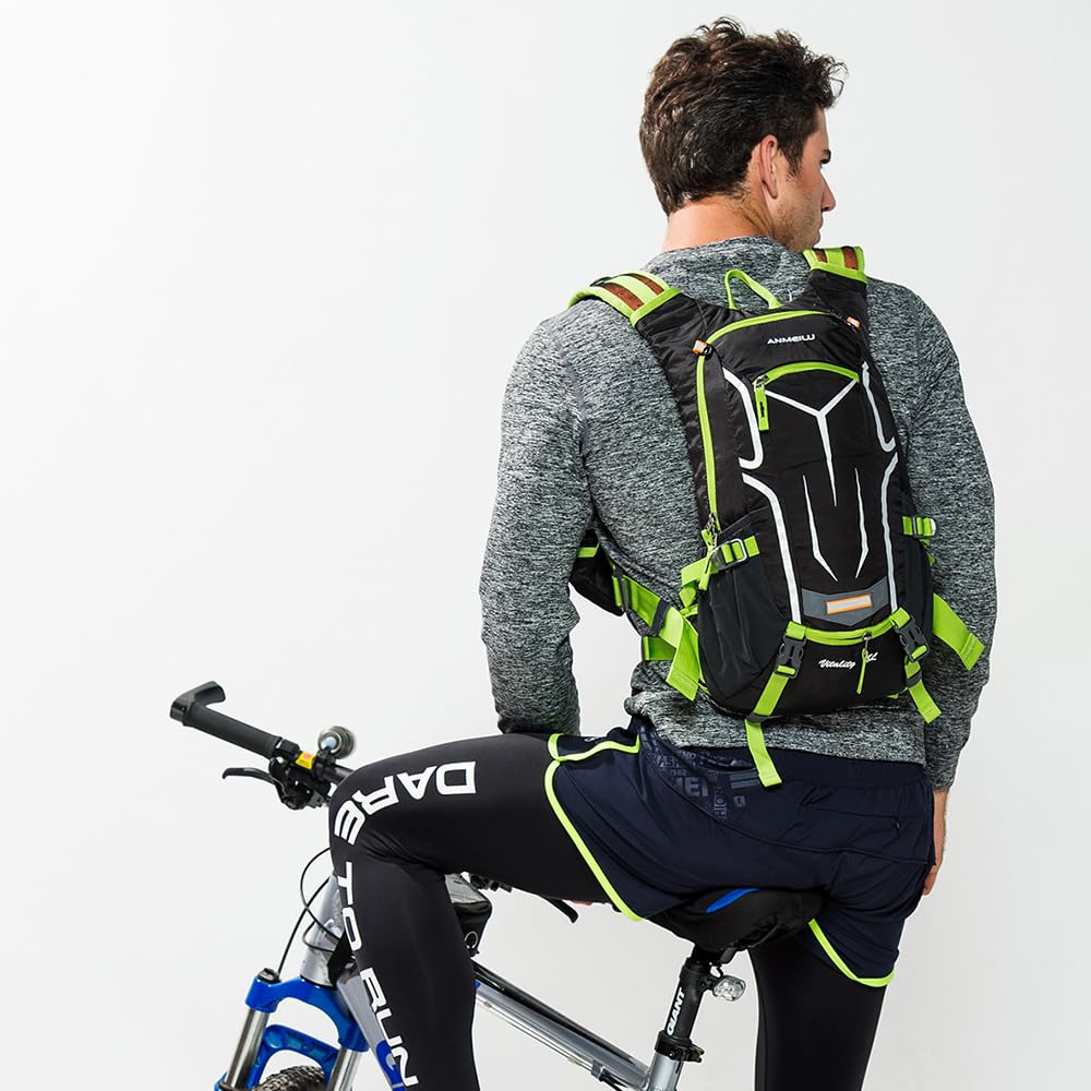 ANMEILU Outdoor Cycling Hydration Pack, 18L Bicycle Backpack, Black, Adjustable Straps, Hiking, Cycling, Mountain Trekking