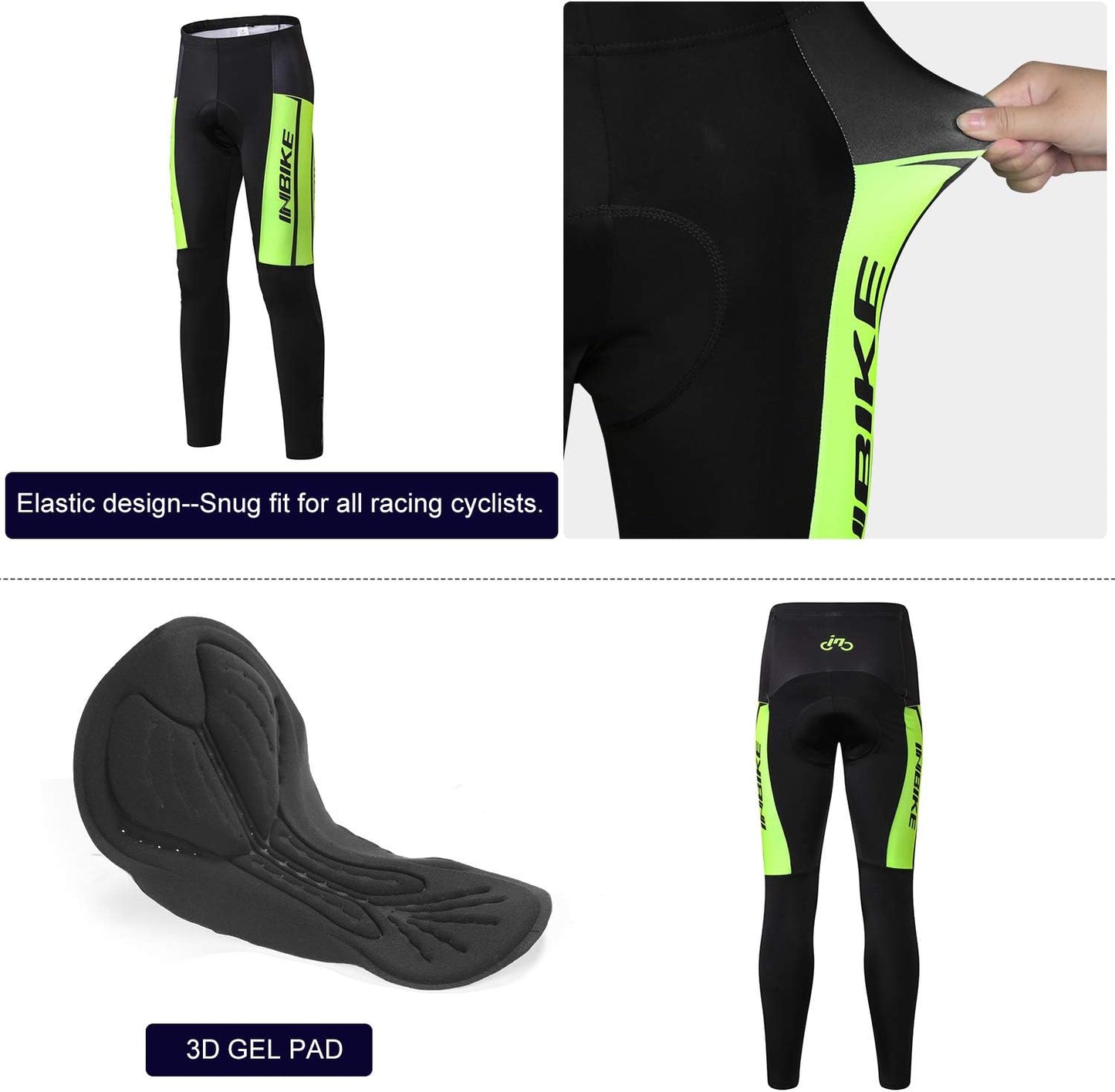 INBIKE Cycling Jersey Mens Set Reflective Breathable Biking Outfit Quick-Dry Bib Bicycle Jersey with 3D Padded Shorts