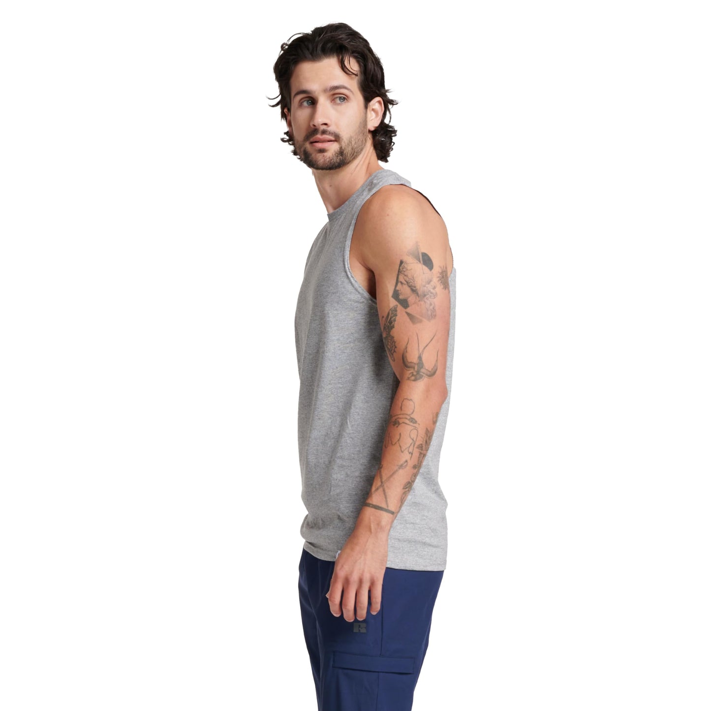 Russell Athletic Mens Cotton Performance Sleeveless Muscle T-Shirt T Shirt, Oxford, 3X-Large US