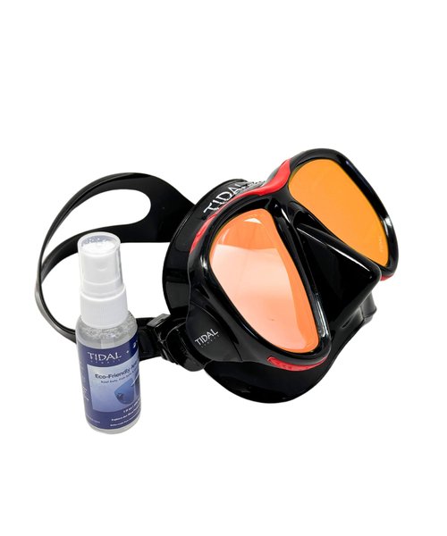 Tidal Mask - Advanced Anti Fog Diving Mask for Scuba Diving, Snorkeling, Free Diving and Swimming. Wide-Angle Tempered Glass Lens. Best Anti-Fog Diving mask for Adults. (Black - Reflective Lens)