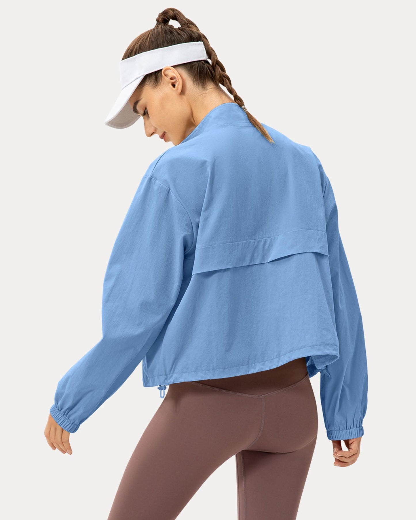 Locachy Women's Lightweight Zip Up Athletic Jacket Stand Collar Windproof Sun Protection Workout Outdoor Jacket Blue S