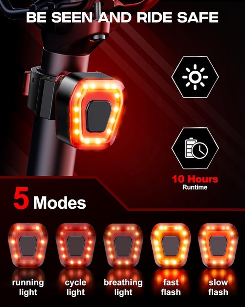 USB Rechargeable Bike Lights Set, Bicycle Lights Front and Rear for Night Riding, Bike Accessories for Road Mountain Cycling