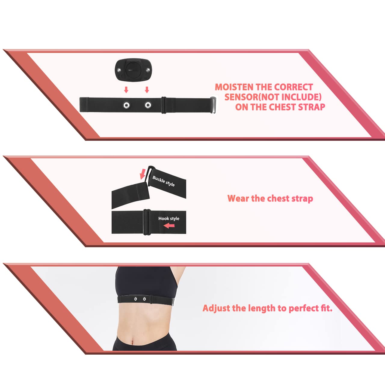 FITCENT Heart Rate Monitor Chest Replacement Strap Compatible with Polar H10 H9 H7, Adjustable Soft HR Belt Work for Polar Heart Rate Sensor (Black)