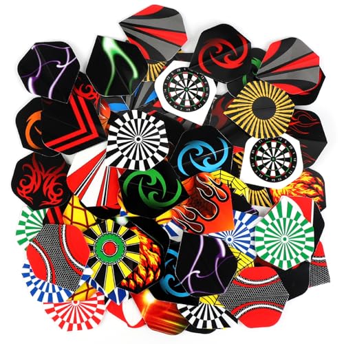 Accmor 90pcs Dart Flights Set - Black, Red & Yellow Standard Replacement Flights for Steel Tip & Soft Darts