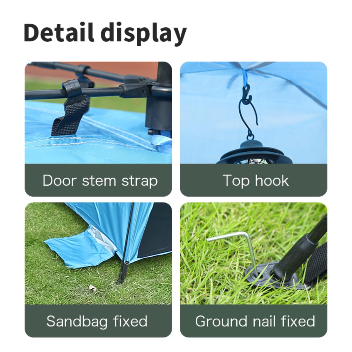 Generic Two person beach tent sunshade, beach sunshade UV resistant, easy to install and lightweight portable cabin tent, suitable for infants, young Children, adults, Medium, blue